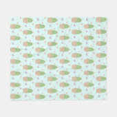 かわいいかわいいサボテンとハートの柄 フリースブランケット (正面(横))