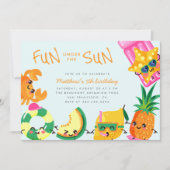 かわいいかわいいサマーおもしろいアンダーザサン子供の誕生日 招待状 (正面)