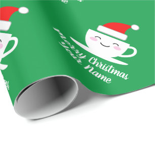 かわいいかわいいサンタマンガコーヒーカップクリスマス ラッピングペーパー