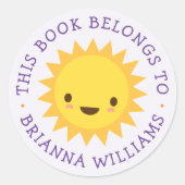 かわいいかわいいサンライトパープル蔵書票シール ラウンドシール (正面)