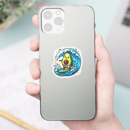 かわいいかわいいサーフィンアボカド海洋波夏のビーチ シール (スマートフォン)