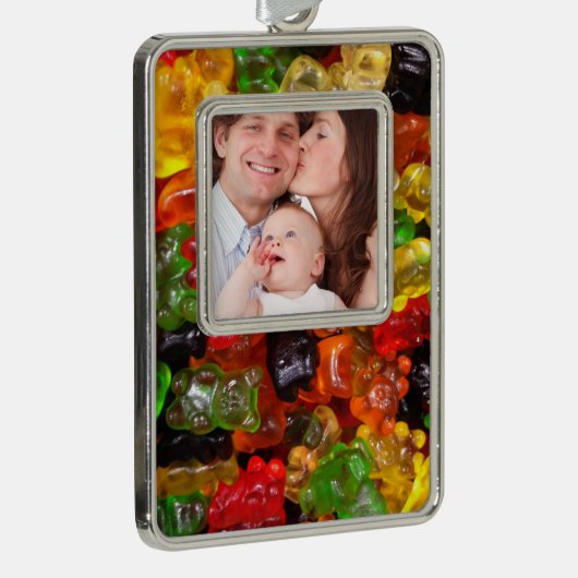 かわいいかわいいスイーツカラフルキャンディベアのグミ シルバープレートフレームオーナメント (右)