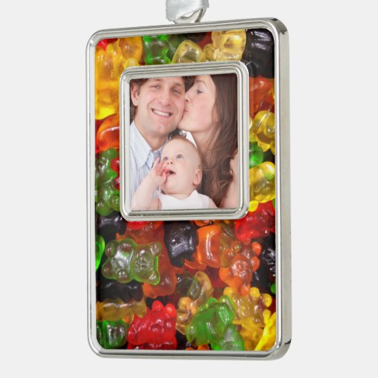 かわいいかわいいスイーツカラフルキャンディベアのグミ シルバープレートフレームオーナメント (左)