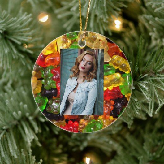 かわいいかわいいスイーツカラフルキャンディベアのグミ セラミックオーナメント (ツリー)