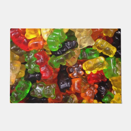 かわいいかわいいスイーツカラフルキャンディベアのグミ ドアマット (正面)