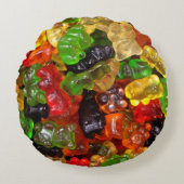 かわいいかわいいスイーツカラフルキャンディベアのグミ ラウンドクッション (正面)