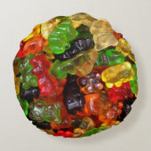 かわいいかわいいスイーツカラフルキャンディベアのグミ ラウンドクッション (裏面)
