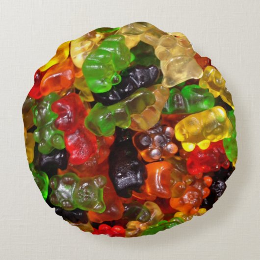 かわいいかわいいスイーツカラフルキャンディベアのグミ ラウンドクッション (裏面)