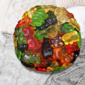 かわいいかわいいスイーツカラフルキャンディベアのグミ ラウンドクッション