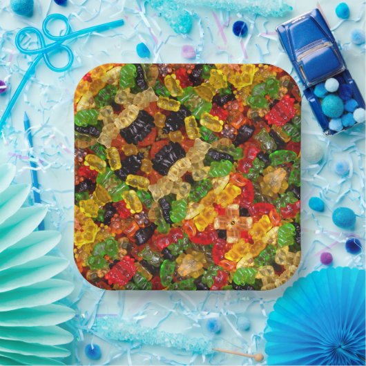 かわいいかわいいスイーツカラフルグミキャンディーベア ペーパープレート (パーティー)