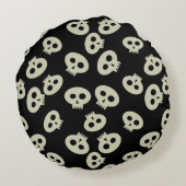 かわいいかわいいスカルパターンブラックラウンドピロー ラウンドクッション (裏面)