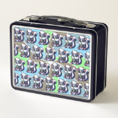 かわいいかわいいスカンクとバブルティーパーソナライズされた メタルランチボックス (裏面)