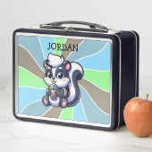 かわいいかわいいスカンクとバブルティーパーソナライズされた メタルランチボックス (インサイチュ)