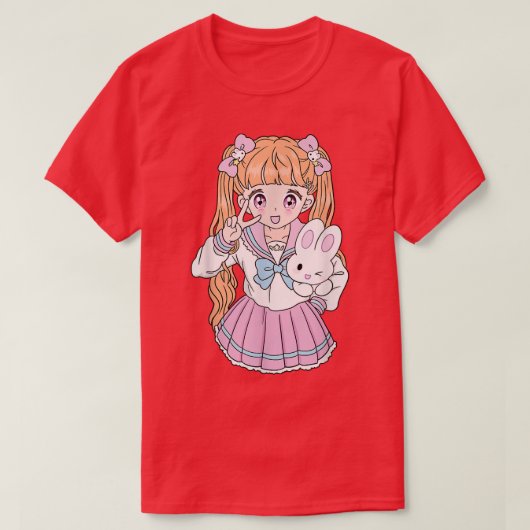 かわいいかわいいスクールガールガールアニメラバーキッドコアエスト Tシャツ (デザイン正面)