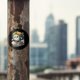 かわいいかわいいスケートボード寿司 ラウンドシール