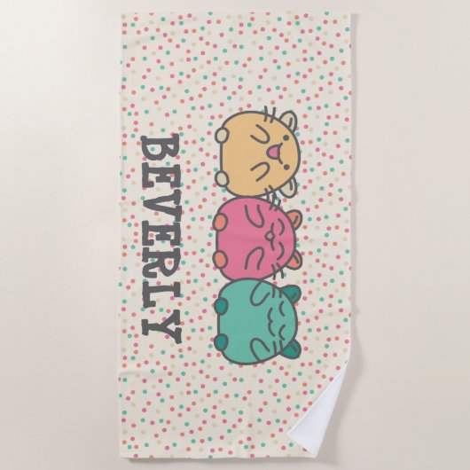 かわいいかわいいスタイルマンガハムスターパーソナライズされた ビーチタオル (正面)