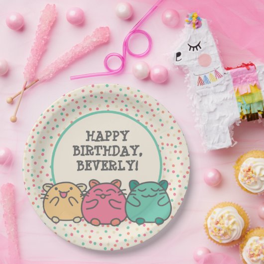 かわいいかわいいスタイルマンガハムスターパーソナライズされた ペーパープレート (パーティー)