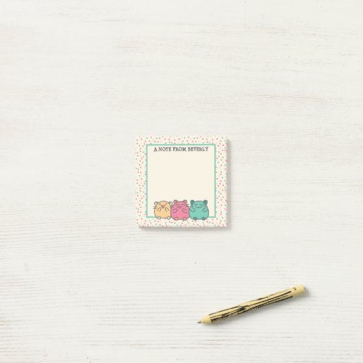 かわいいかわいいスタイルマンガハムスターパーソナライズされた ポストイット (デスク上)