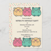 かわいいかわいいスタイルマンガハムスターパーソナライズされた 招待状 (正面/裏面)