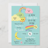 かわいいかわいいスタームーン男女兼用赤ちゃんシャワー 招待状 (正面)