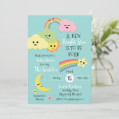 かわいいかわいいスタームーン男女兼用赤ちゃんシャワー 招待状 (スタンド正面)