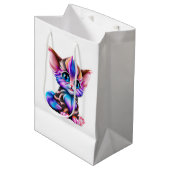 かわいいかわいいストライプのベビーキッテン ミディアムペーパーバッグ (正面アングル)