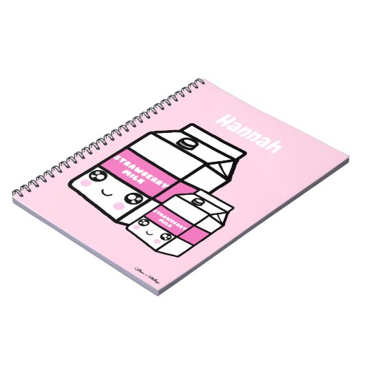 かわいいかわいいストロベリーミルクデュオデイリードリンクピンク ノートブック (左側)