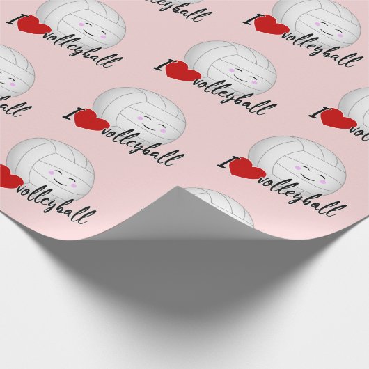 かわいいかわいいスポーツ女の子私はバレーボールのパターン大好き ラッピングペーパー (角)