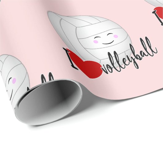 かわいいかわいいスポーツ女の子私はバレーボールのパターン大好き ラッピングペーパー (ロールコーナー)