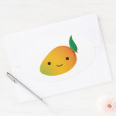 かわいいかわいいスマイルマンゴー 楕円形シール (封筒)
