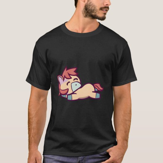 かわいいかわいいスリーピングホースデザイン Tシャツ (正面)