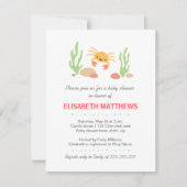 かわいいかわいいズガニと海草の中立のベビーシャワー 招待状 (正面)