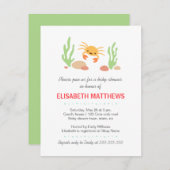 かわいいかわいいズガニと海草の中立のベビーシャワー 招待状 (正面/裏面)