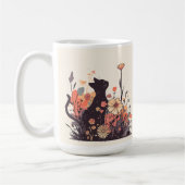 かわいいかわいいズキャットと花だらけの野 コーヒーマグカップ (左)
