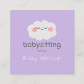 かわいいかわいいズクラウドピンクグレーベビーシッター スクエア名刺 (正面)