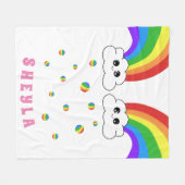 かわいいかわいいズクラウドレインボーキッズネームフリース 空白の フリースブランケット (正面(横))