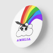 かわいいかわいいズクラウドレインボーキッドの名前 ラウンド壁時計 (傾斜)