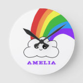 かわいいかわいいズクラウドレインボーキッドの名前 ラウンド壁時計 (正面)