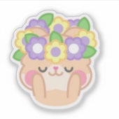 かわいいかわいいズハムスター（植物と花） | ガール シール (正面)