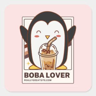 かわいいかわいいズペンギンボバ恋人 スクエアシール