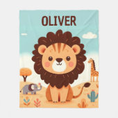 かわいいかわいいズライオンinサバンナパーソナライズされた フリースブランケット (正面)
