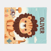 かわいいかわいいズライオンinサバンナパーソナライズされた フリースブランケット (正面(横))