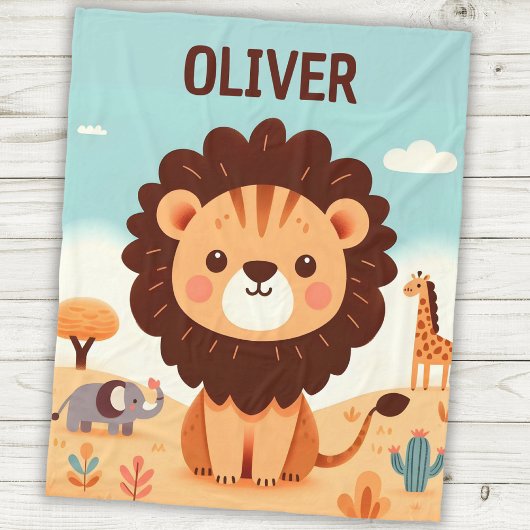 かわいいかわいいズライオンinサバンナパーソナライズされた フリースブランケット