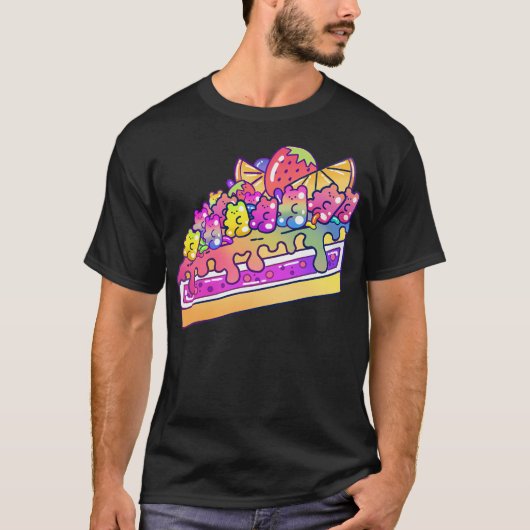 かわいいかわいいゼリーベアーケーキスライス Tシャツ (正面)