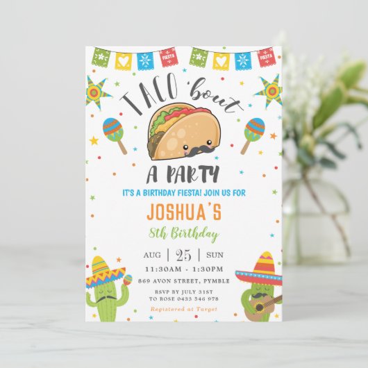かわいいかわいいタコブアパーティーフィエスタ誕生日 招待状 (スタンド正面)