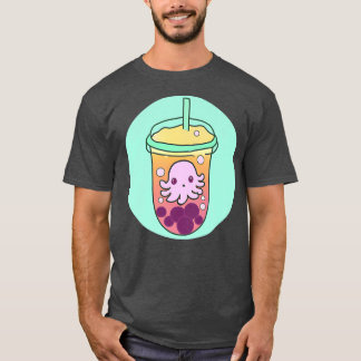 かわいいかわいいタコbobaかわいいバブルアイスティー tシャツ
