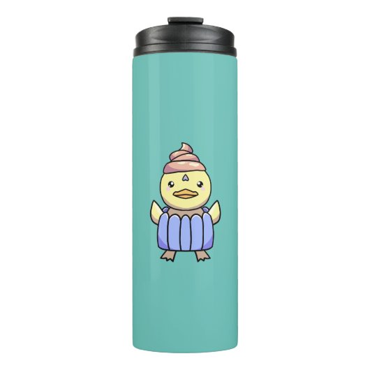 かわいいかわいいチビ(小さくかわいく書いた感じ)カップケーキダックサーマルタンブラー タンブラー (正面)