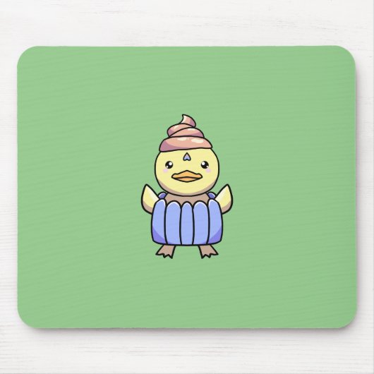 かわいいかわいいチビ（小さくかわいく書いた感じ）カップケーキダックマウスパッド マウスパッド (正面)