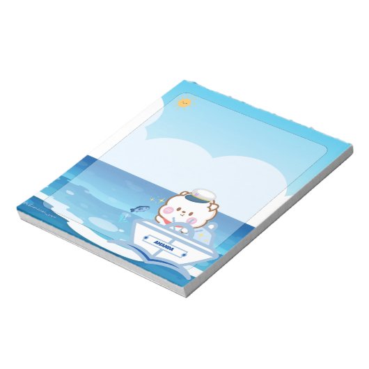 かわいいかわいいチビ(小さくかわいく書いた感じ)キャプテンオブザシー ノートパッド (回転)