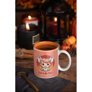 かわいいかわいいチビ(小さくかわいく書いた感じ)キャラクターとファンタジーをテーマにした コーヒーマグカップ